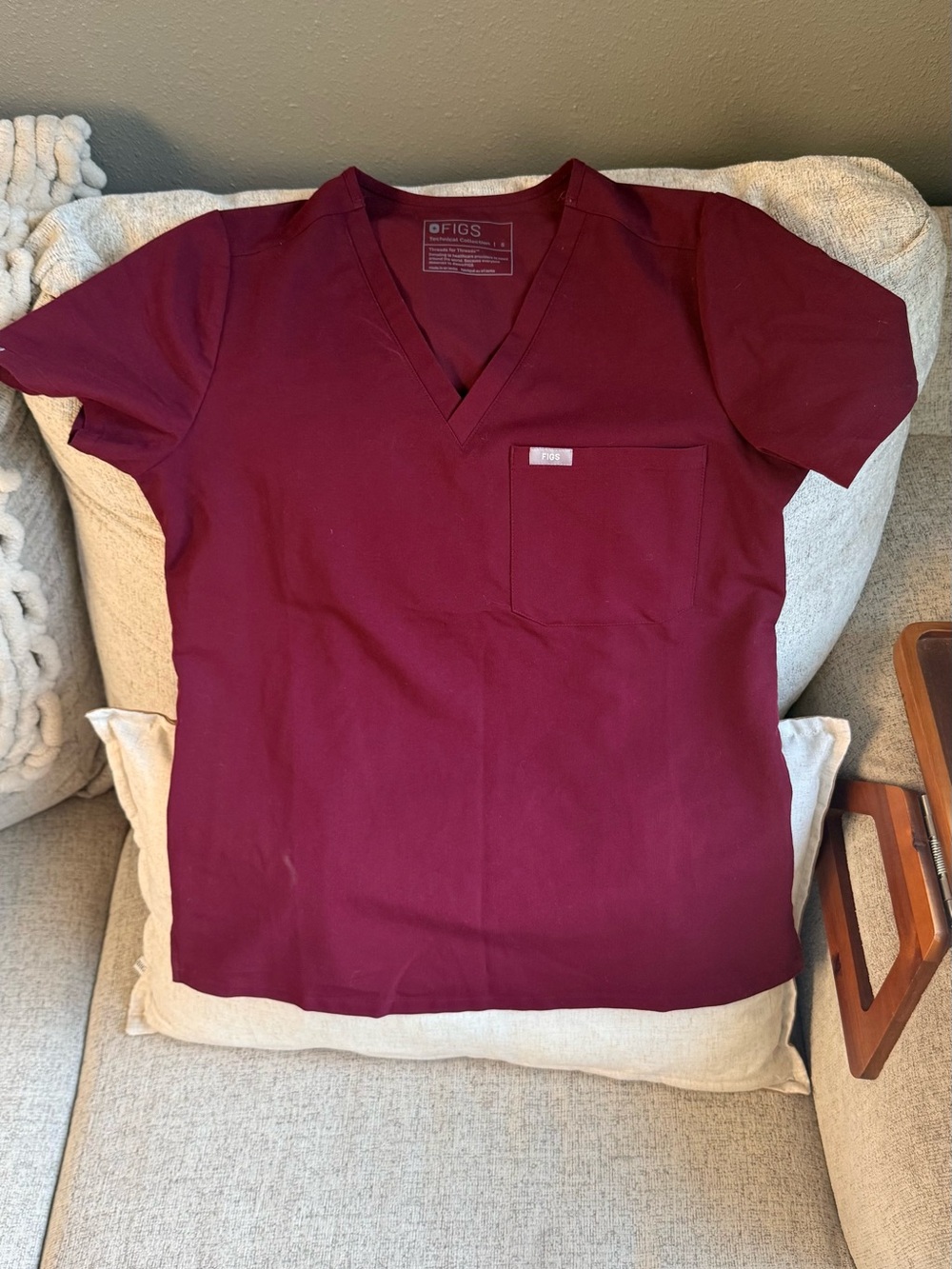FIGS V-Neck Scrub Top - Burgundy
